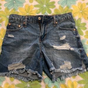 90’s mid jean shorts with rips
